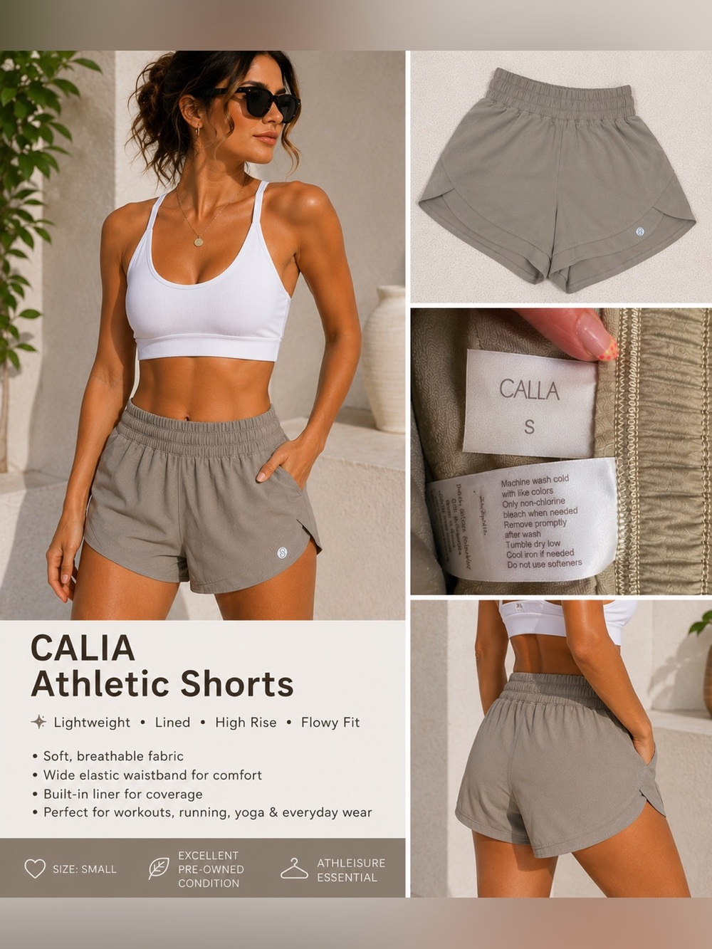 CALIA by Carrie Underwood Athletic Shorts — Taupe